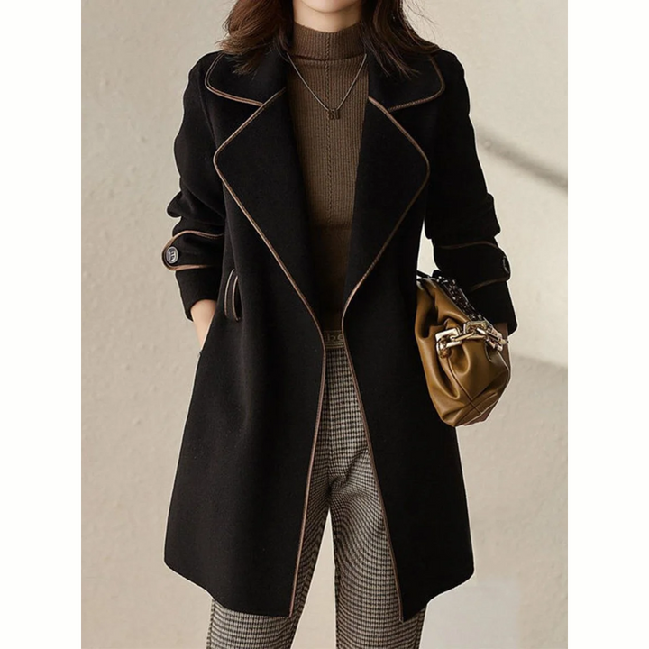 Elegant Coat with Contrast Finish and Belt