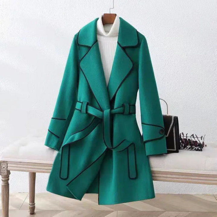 Elegant Coat with Contrast Finish and Belt