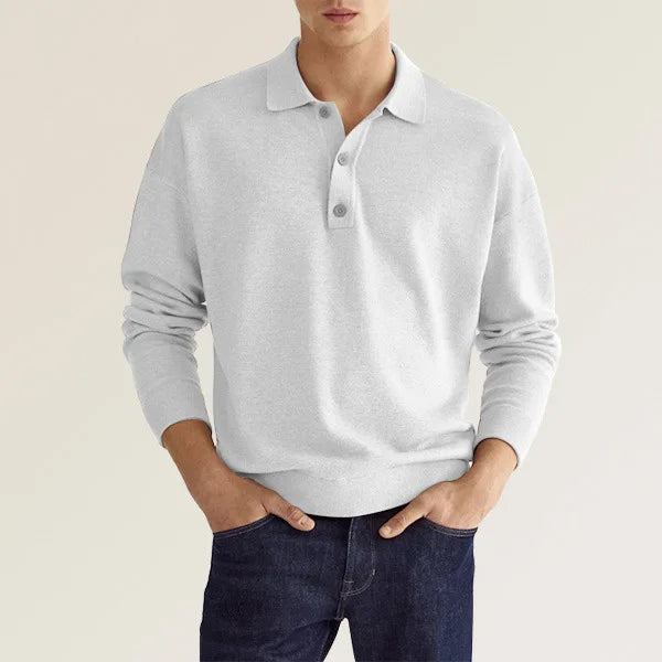 Joshua - Long-Sleeve Cotton Polo Shirt