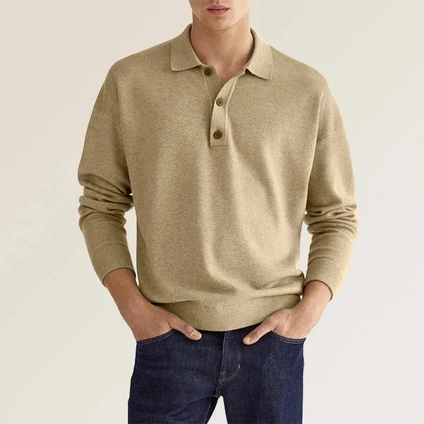 Joshua - Long-Sleeve Cotton Polo Shirt