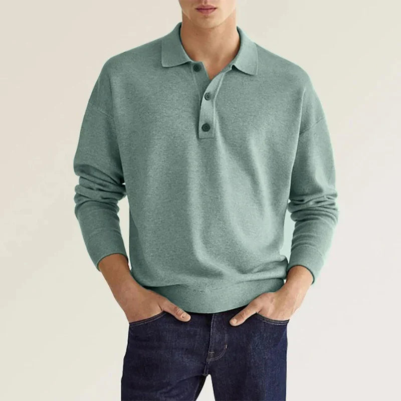 Joshua - Long-Sleeve Cotton Polo Shirt